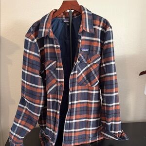 Patagonia Insulated Fjord Shirt Jacket Navy, Rust & White Plaid